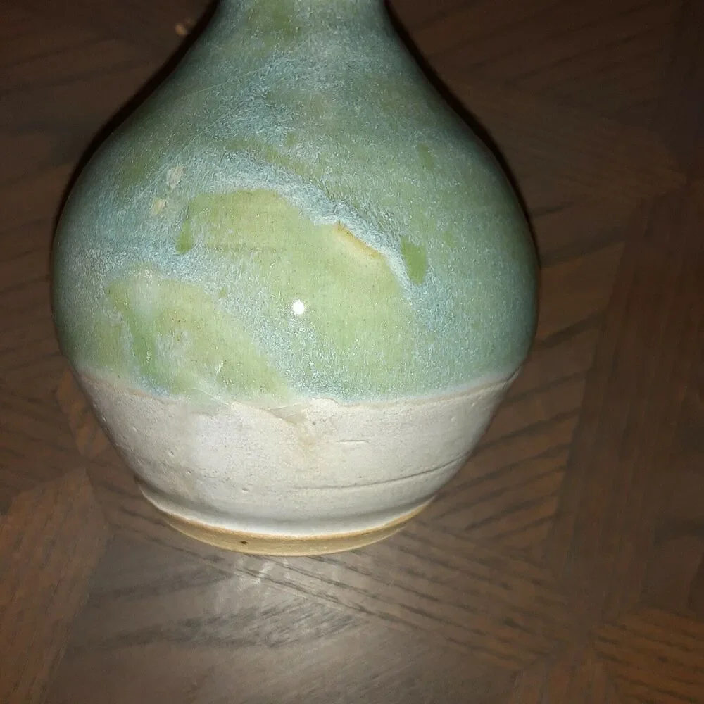 Jay? Pottery Glazed Ocean/ Creams Vase NOTE